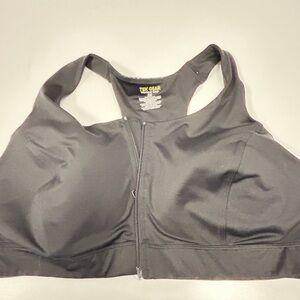 Women’s Tek Gear 2x Black Sports Bra zippered front closure NWOT